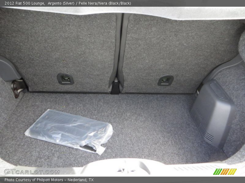 Argento (Silver) / Pelle Nera/Nera (Black/Black) 2012 Fiat 500 Lounge