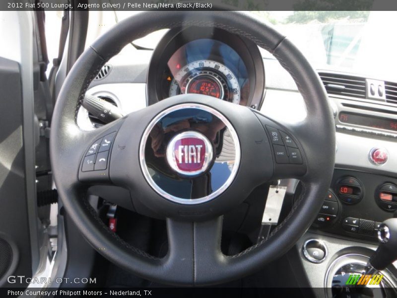 Argento (Silver) / Pelle Nera/Nera (Black/Black) 2012 Fiat 500 Lounge
