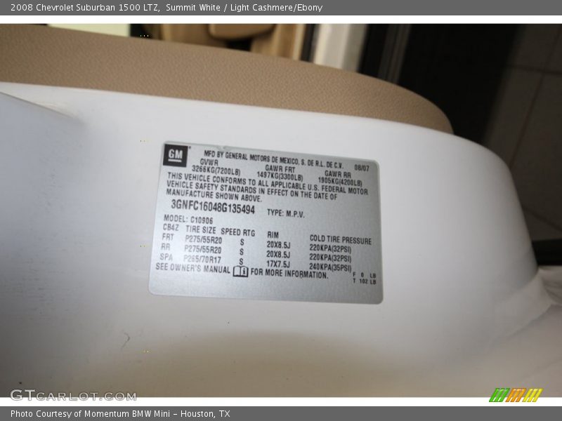 Summit White / Light Cashmere/Ebony 2008 Chevrolet Suburban 1500 LTZ