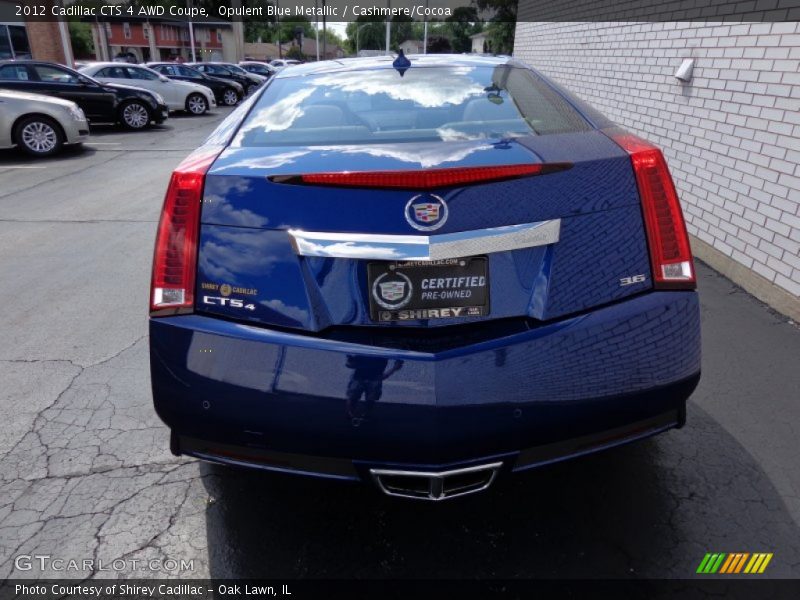 Opulent Blue Metallic / Cashmere/Cocoa 2012 Cadillac CTS 4 AWD Coupe