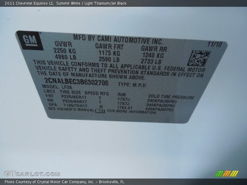 Summit White / Light Titanium/Jet Black 2011 Chevrolet Equinox LS