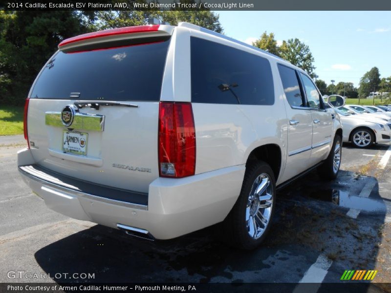 White Diamond Tricoat / Cocoa/Light Linen 2014 Cadillac Escalade ESV Platinum AWD