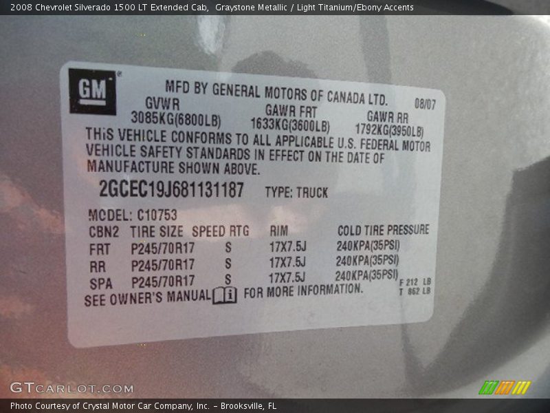 Graystone Metallic / Light Titanium/Ebony Accents 2008 Chevrolet Silverado 1500 LT Extended Cab
