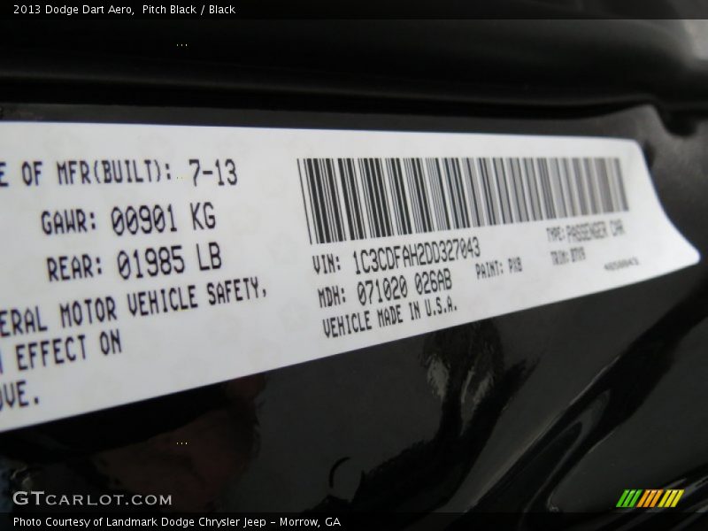 Pitch Black / Black 2013 Dodge Dart Aero