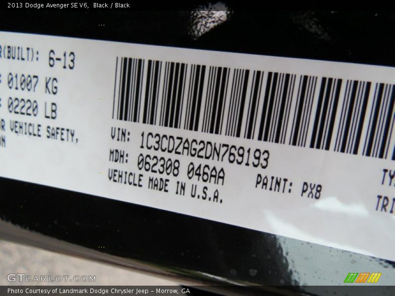 Black / Black 2013 Dodge Avenger SE V6