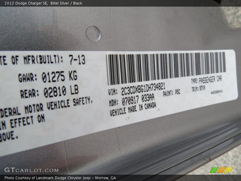 Billet Silver / Black 2013 Dodge Charger SE