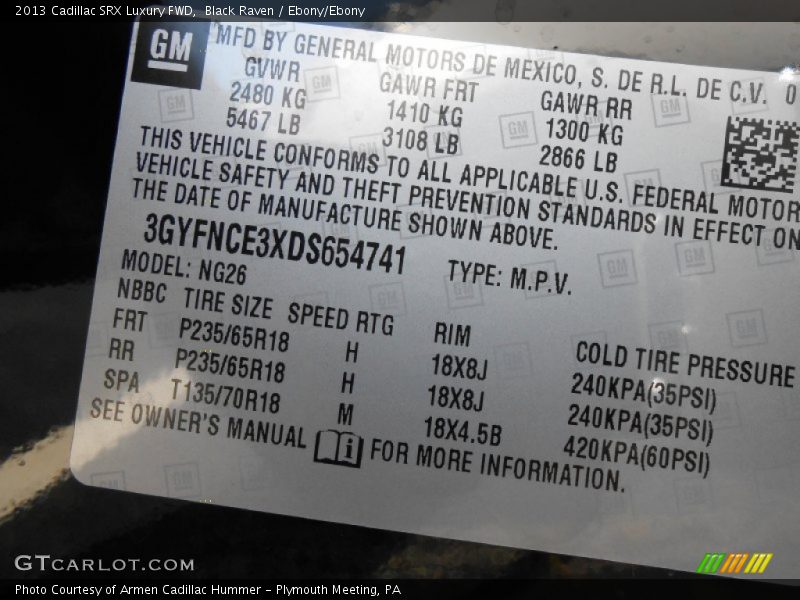 Black Raven / Ebony/Ebony 2013 Cadillac SRX Luxury FWD