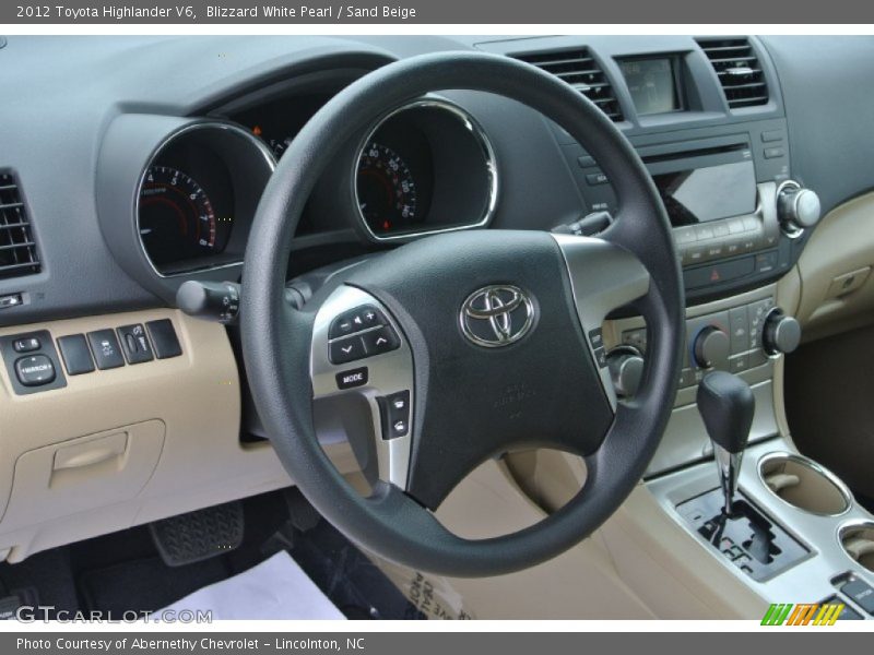 Blizzard White Pearl / Sand Beige 2012 Toyota Highlander V6