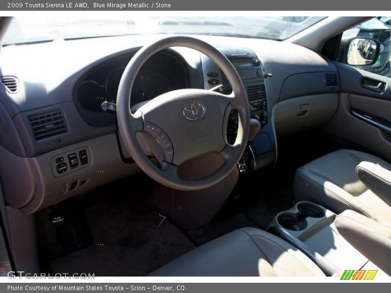Blue Mirage Metallic / Stone 2009 Toyota Sienna LE AWD