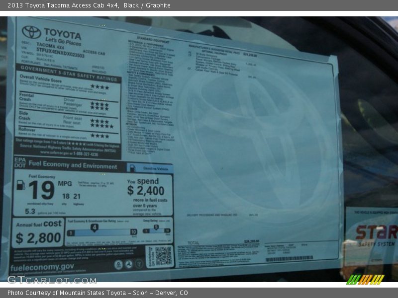 Black / Graphite 2013 Toyota Tacoma Access Cab 4x4