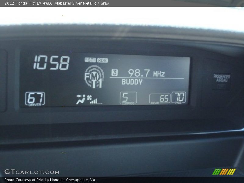 Alabaster Silver Metallic / Gray 2012 Honda Pilot EX 4WD