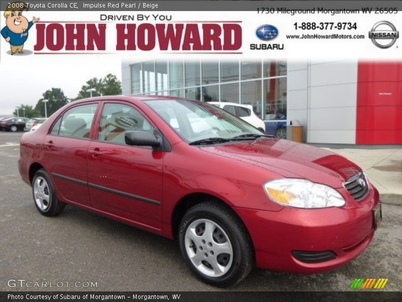 Impulse Red Pearl / Beige 2008 Toyota Corolla CE
