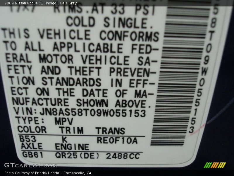 Indigo Blue / Gray 2009 Nissan Rogue SL