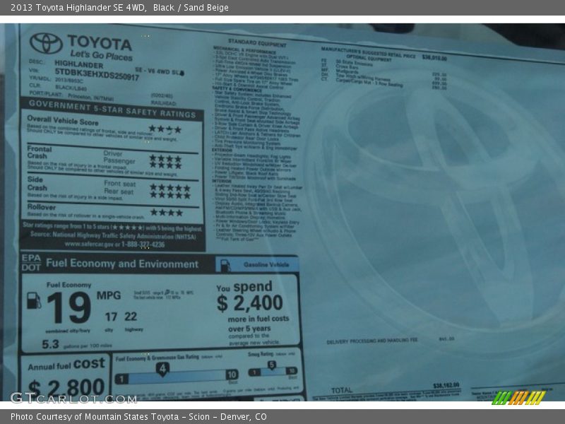 Black / Sand Beige 2013 Toyota Highlander SE 4WD