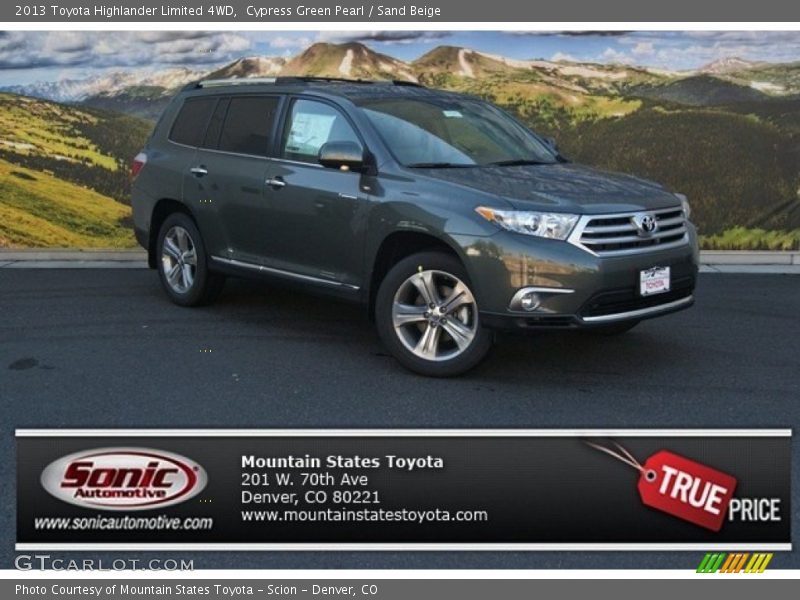 Cypress Green Pearl / Sand Beige 2013 Toyota Highlander Limited 4WD
