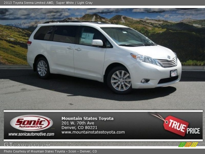 Super White / Light Gray 2013 Toyota Sienna Limited AWD