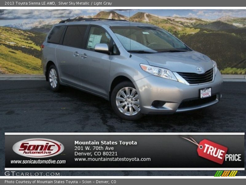 Silver Sky Metallic / Light Gray 2013 Toyota Sienna LE AWD