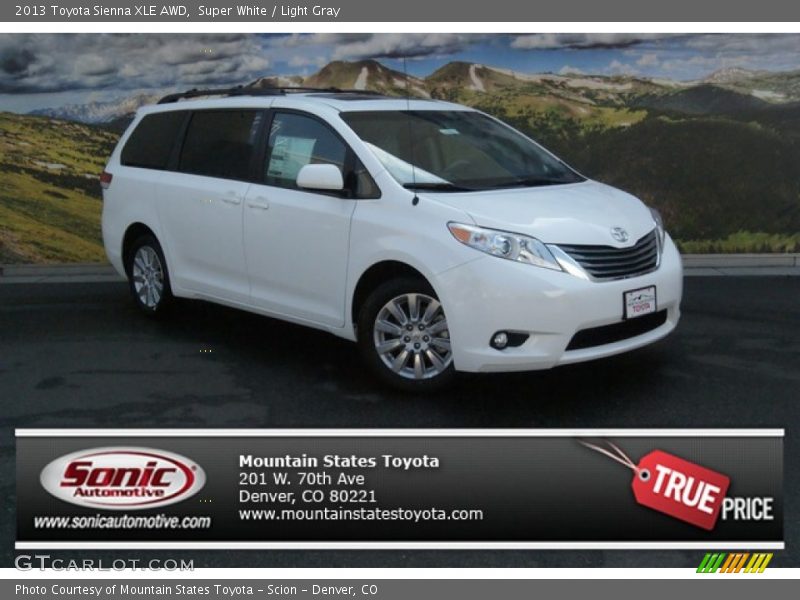 Super White / Light Gray 2013 Toyota Sienna XLE AWD