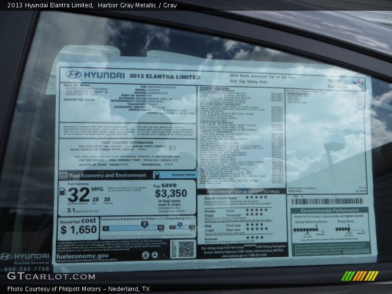 Harbor Gray Metallic / Gray 2013 Hyundai Elantra Limited