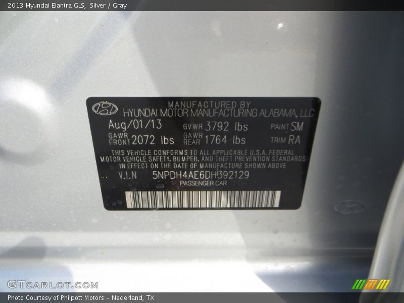 Silver / Gray 2013 Hyundai Elantra GLS