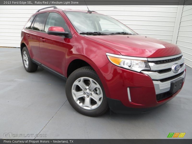 Ruby Red / Medium Light Stone 2013 Ford Edge SEL