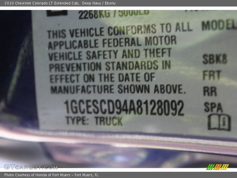 Deep Navy / Ebony 2010 Chevrolet Colorado LT Extended Cab
