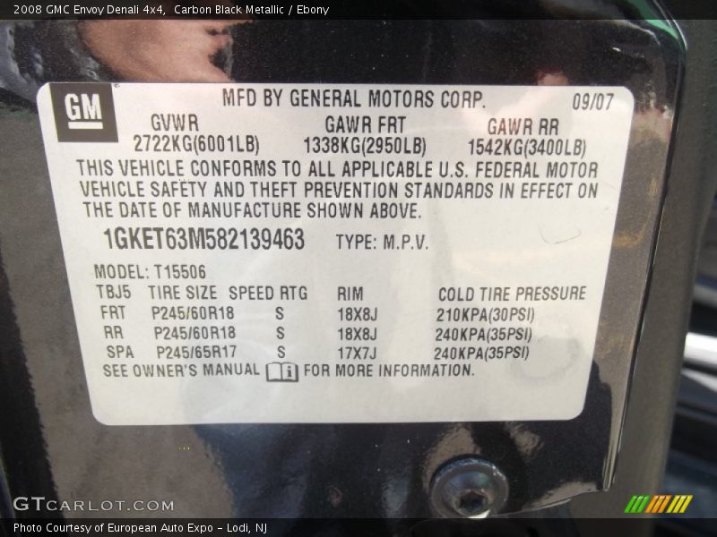 Carbon Black Metallic / Ebony 2008 GMC Envoy Denali 4x4