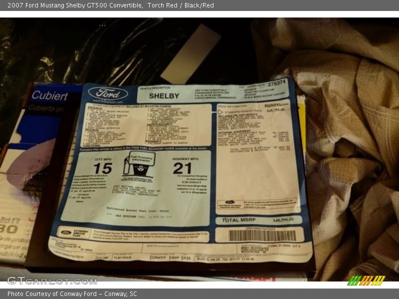  2007 Mustang Shelby GT500 Convertible Window Sticker