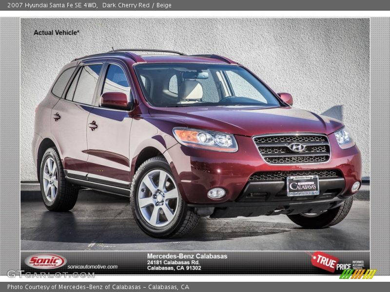 Dark Cherry Red / Beige 2007 Hyundai Santa Fe SE 4WD
