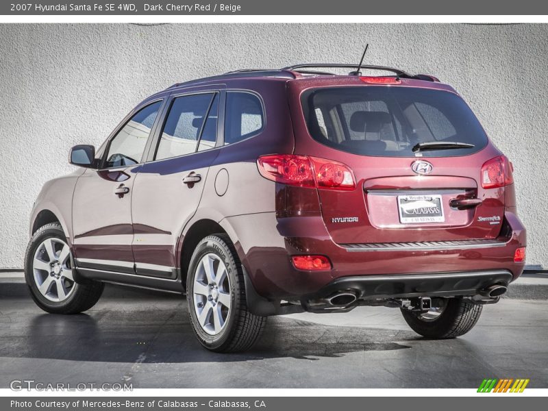 Dark Cherry Red / Beige 2007 Hyundai Santa Fe SE 4WD