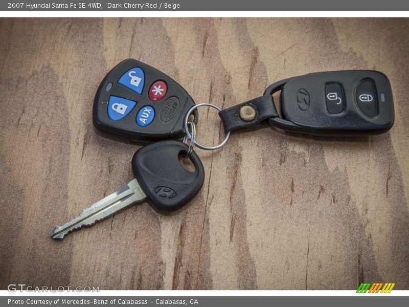 Dark Cherry Red / Beige 2007 Hyundai Santa Fe SE 4WD