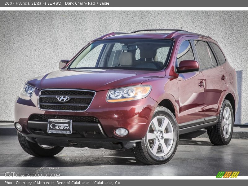 Dark Cherry Red / Beige 2007 Hyundai Santa Fe SE 4WD
