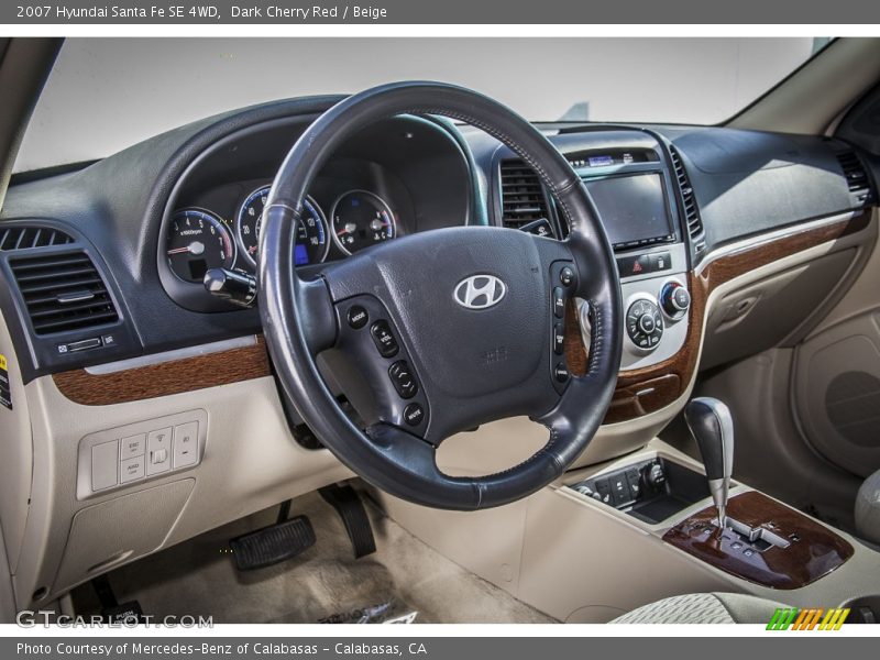 Dark Cherry Red / Beige 2007 Hyundai Santa Fe SE 4WD
