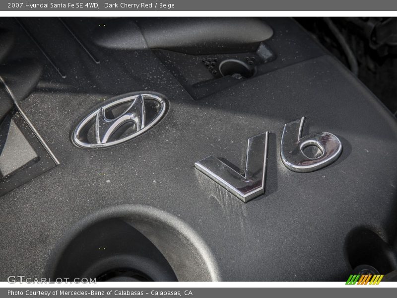 Dark Cherry Red / Beige 2007 Hyundai Santa Fe SE 4WD