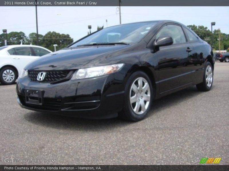 Crystal Black Pearl / Gray 2011 Honda Civic LX Coupe