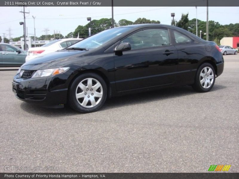 Crystal Black Pearl / Gray 2011 Honda Civic LX Coupe