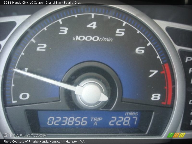 Crystal Black Pearl / Gray 2011 Honda Civic LX Coupe