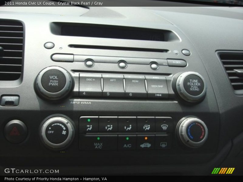 Crystal Black Pearl / Gray 2011 Honda Civic LX Coupe
