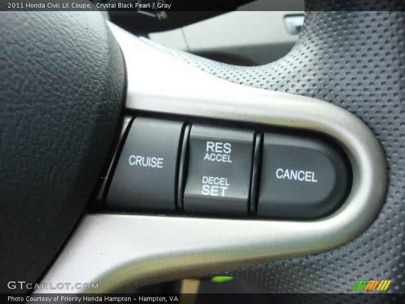 Crystal Black Pearl / Gray 2011 Honda Civic LX Coupe