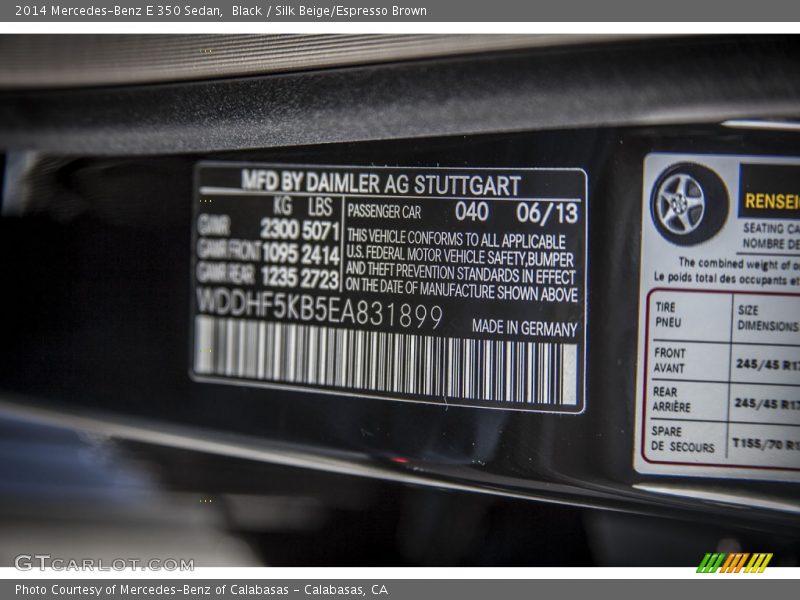 Black / Silk Beige/Espresso Brown 2014 Mercedes-Benz E 350 Sedan