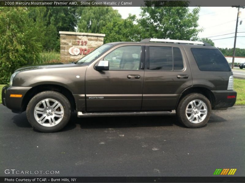 Stone Green Metallic / Camel 2008 Mercury Mountaineer Premier AWD