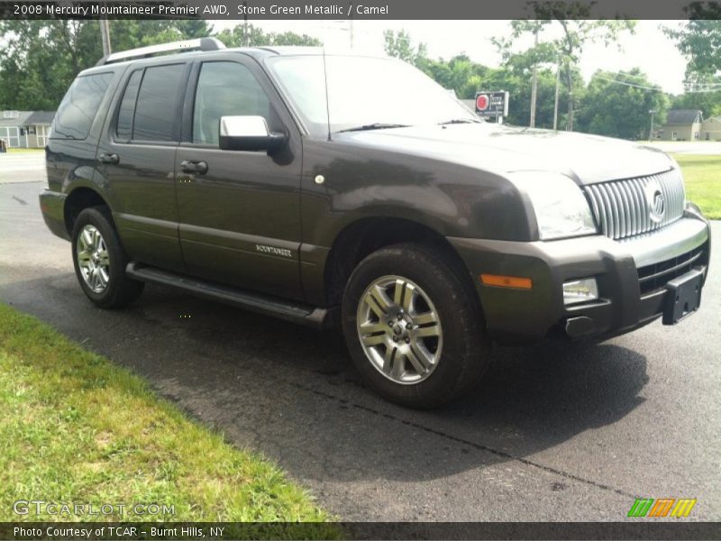Stone Green Metallic / Camel 2008 Mercury Mountaineer Premier AWD