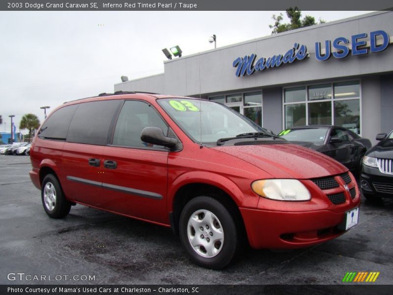 Inferno Red Tinted Pearl / Taupe 2003 Dodge Grand Caravan SE