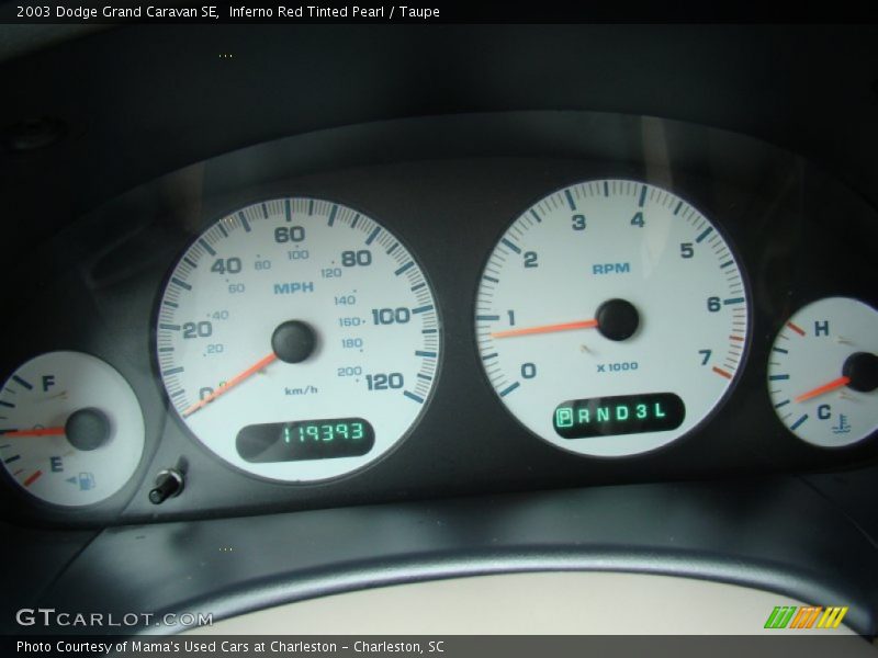 Inferno Red Tinted Pearl / Taupe 2003 Dodge Grand Caravan SE