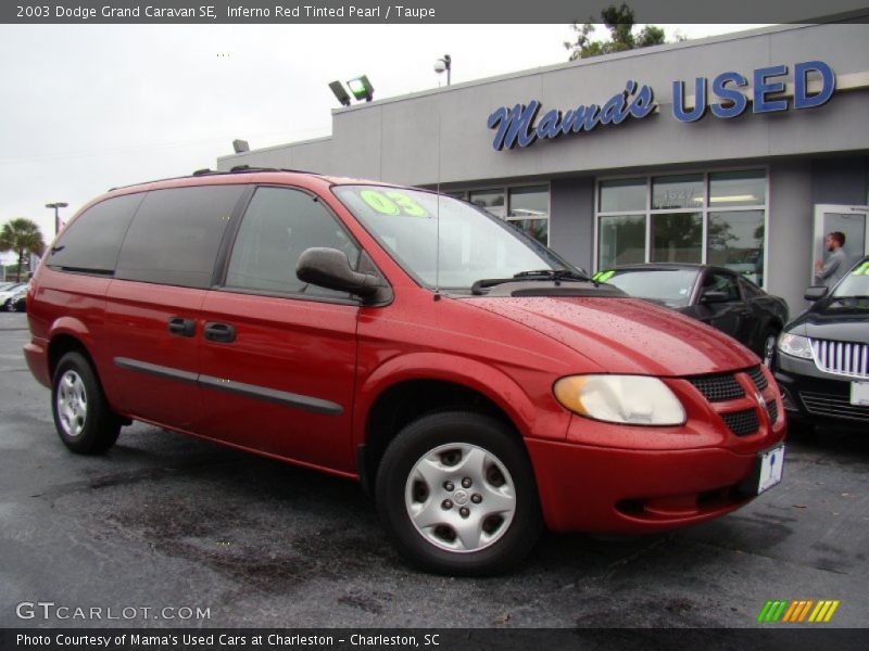 Inferno Red Tinted Pearl / Taupe 2003 Dodge Grand Caravan SE