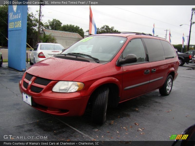 Inferno Red Tinted Pearl / Taupe 2003 Dodge Grand Caravan SE