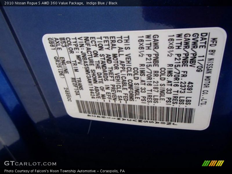 Indigo Blue / Black 2010 Nissan Rogue S AWD 360 Value Package