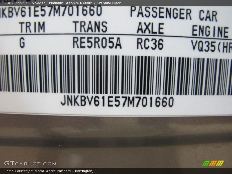 Platinum Graphite Metallic / Graphite Black 2007 Infiniti G 35 Sedan