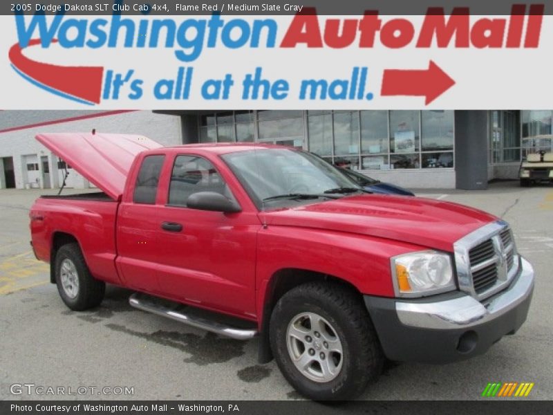 Flame Red / Medium Slate Gray 2005 Dodge Dakota SLT Club Cab 4x4