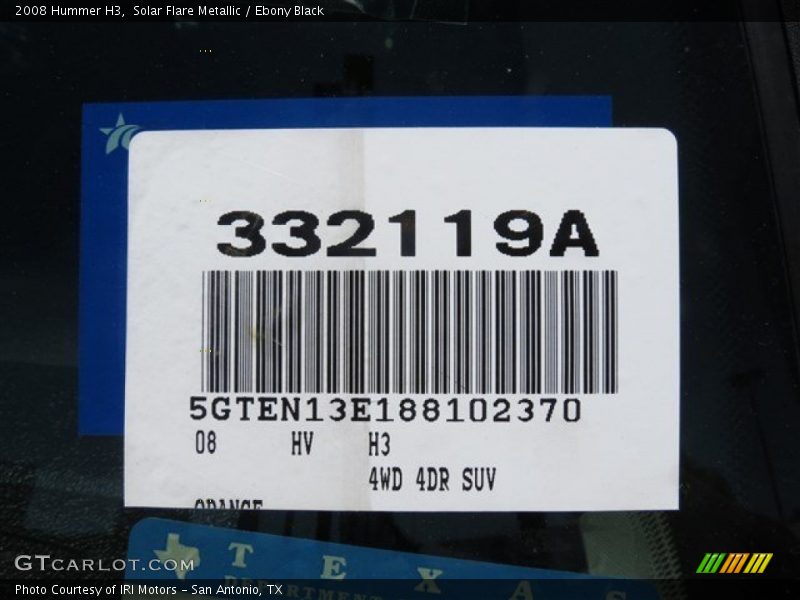 Solar Flare Metallic / Ebony Black 2008 Hummer H3